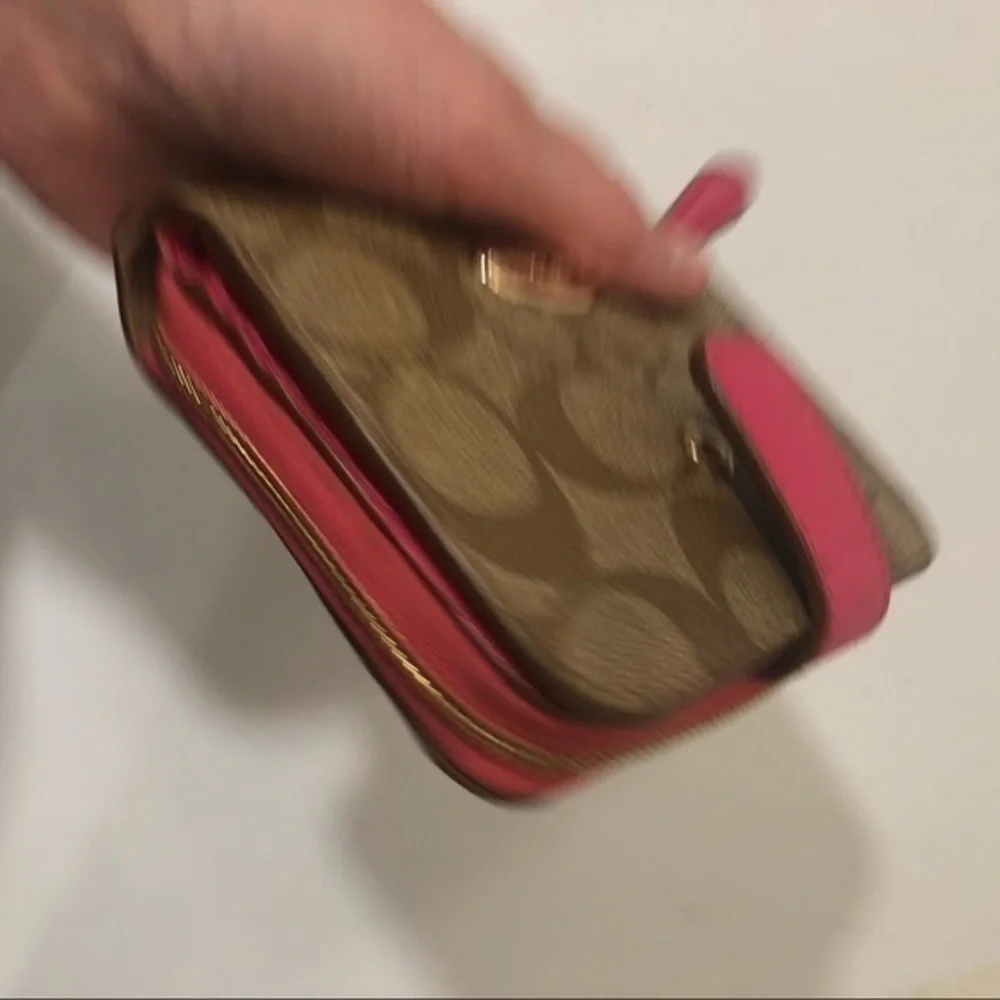 Coach signs brown/khaki pink wallet